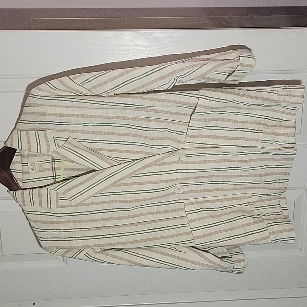 Anthropologie Maeve Thea Striped Double Breasted Blazer, Size xs